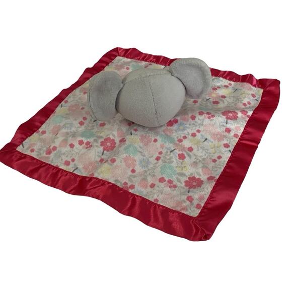 Parents Choice Pink Grey Elephant Plush Security Blanket Lovey Satin Trim 12x12" - Picture 6 of 13